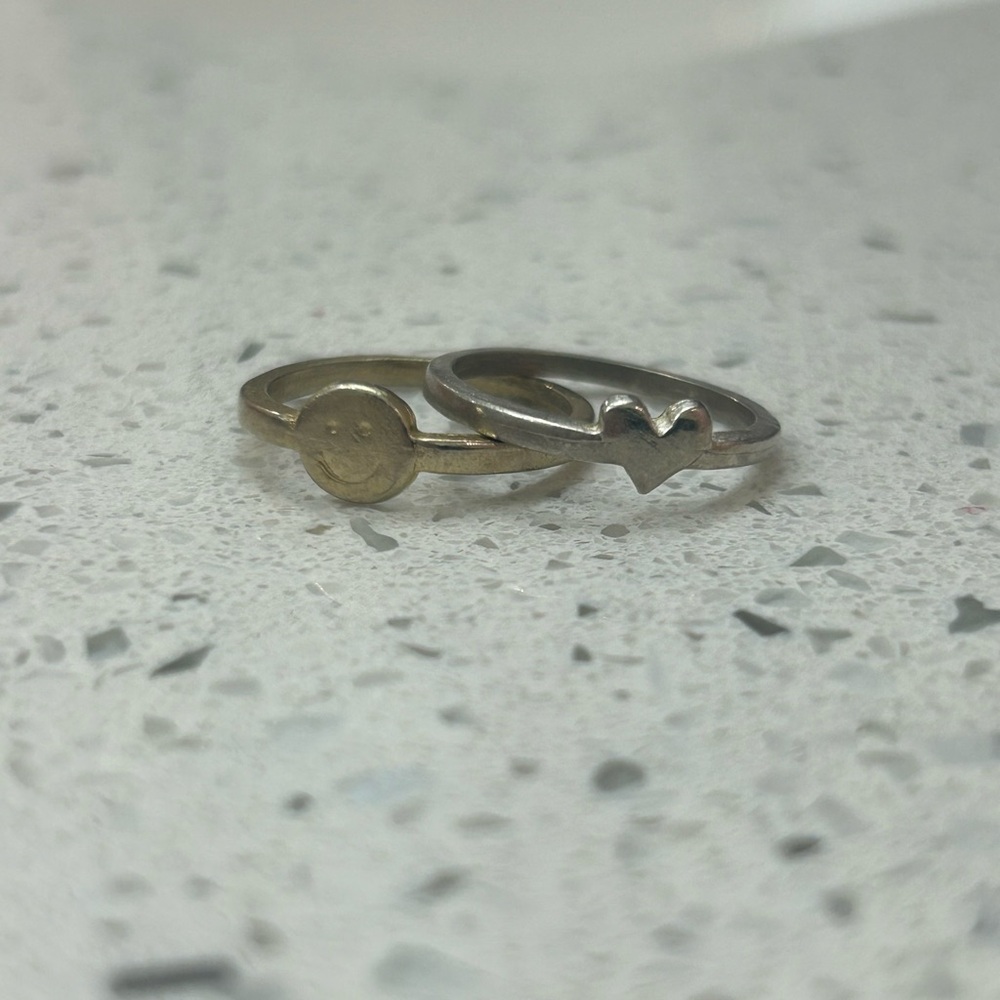 Joy and Love gold silver metal hammered stacking fruits of the spirit ring set✨